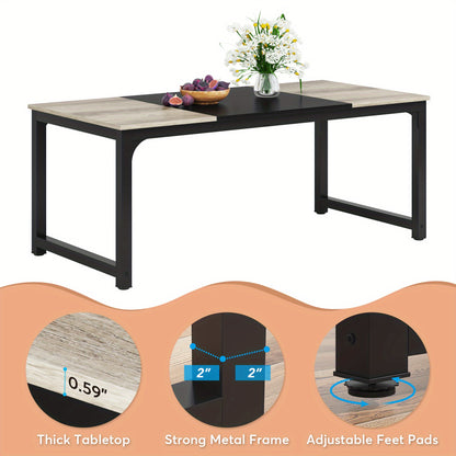 Eettafel – Tafel – Dinertafel – Keukentafel – Eetkamertafel – Industrieel Modern Design – 180x80 cm Groot Formaat – Stevige Metalen Poten Gris MDF Blad