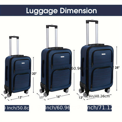 Kofferset – Reiskoffers – Trolley – Spinner Koffers – Bagageset Zwart – TSA Cijferslot – 20% Uitbreidbaar – 360° Zwenkwielen – Verstelbare Trekstang – Oxford Polyester Hardcase