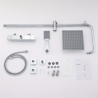Thermostatische Douche- en Badset – Douchekraan – Mengkraan – Badmengkraan – Douchethermostaat – Roestvrij Staal – Thermostatisch Waterbeheer – Wandmontage
