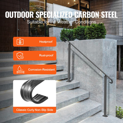 Trapleuning – Handrail – Balustrade – Leuning – Trapbeugel – Geschikt Voor 3 Treden – Duurzaam Smeedijzer Met Poedercoating