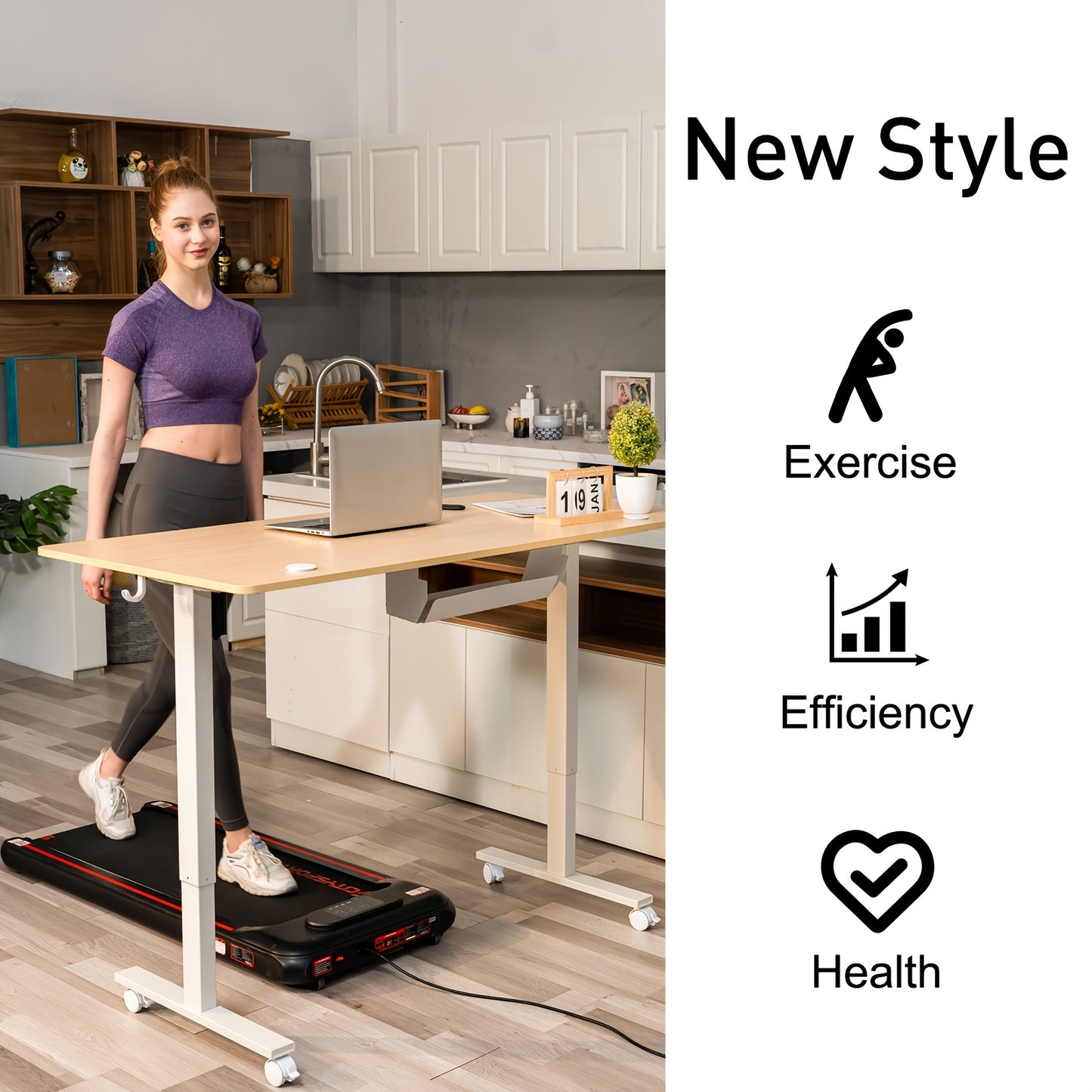 Verstelbaar Elektrisch Bureau – Zit Sta Bureau – Elektrisch Werkbureau – Hoogte Verstelbaar Bureau – Staand Bureau – 60x110 cm – Natuurlijke Houtkleur – Stille Motor & Geheugenfunctie