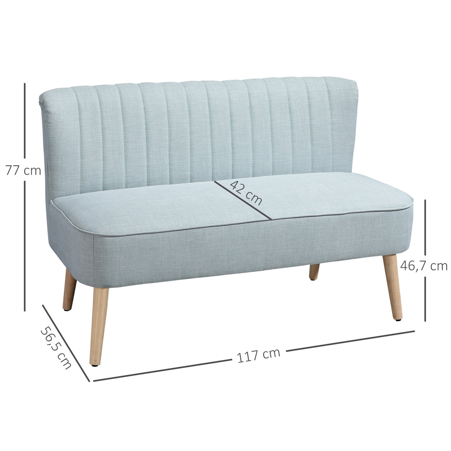 2-Zits Bank – Sofa – Loveseat – Tweezitsbank – Zitbank – Lichtgroen – Compact Formaat – Zachte Bekleding
