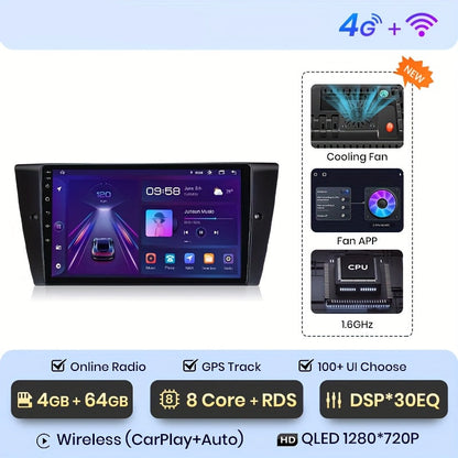 Autoradio 2-DIN – Multimedia Speler – Navigatiesysteem – Android Auto – 4G Autoradio – 9-Inch Touchscreen – Ingebouwde GPS – Parkeerhulp Met Camera
