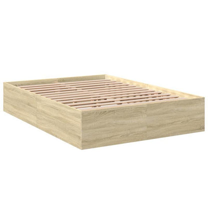 Bedframe – Ledikant – Bedbodem – Slaapkader – Onderstel – Sonoma Eiken – 140x200 Cm – Hoogwaardig Kunsthout