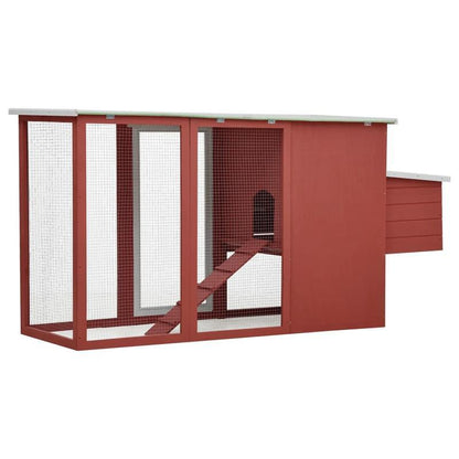 Easy Assembly Outdoor Chicken Coop with Red Wooden Nesting Box - Weatherproof Backyard hen house, Ventilated Run, Front door, Predator-proof security - Compact design for chickens, rabbits, small pets - Durable Wood Construct
