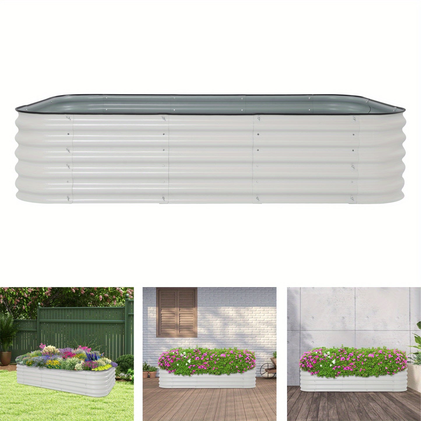 Heavy-Duty Galvanized Steel Raised Garden Bed - Extra Large 119.38x60.96x27.94 cm Outdoor Planter Box, Elevated Garden Bed for Vegetables, Herbs, Flowers - Rust-Resistant, Easy Assembly, Improved Drainage & Soil Erosion Preve