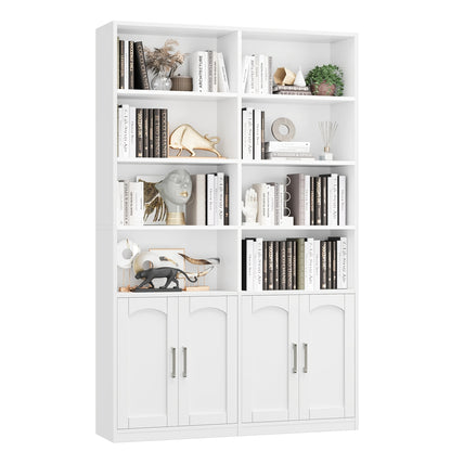 Boekenkast – Boekenkast – Opbergrek – Vitrinerek – Houten Plank – Licht Eiken – 115 x 27 x 185,5 cm – Met 2 Deuren