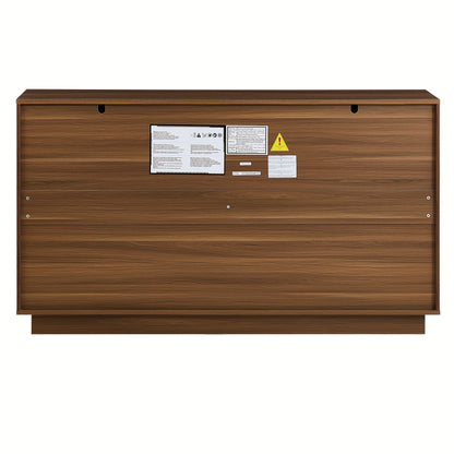 Contemporary Sideboard 150 X 40 X 85cm In Brown Wood Look with Black Doors, 2 Drawers And 4 Cupboard Doors, Spacious Storage And Stylish Design for Living Room, Dining Room And Kitchen., Dining Room Cabinet, Spacesaving Furni