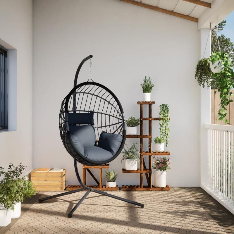 Schommelstoel – Hangstoel – Egg Chair – Relaxstoel – Tuinstoel – Antraciet – Ergonomisch Design – Weerbestendig Polyrattan Met Stalen Frame