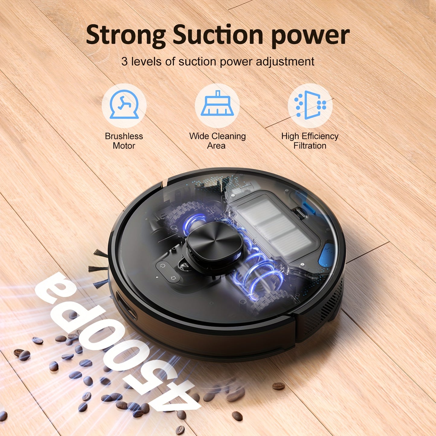 Lubluelu SL60 Ultra Robot Vacuum and Mop Combo with Self-Charging, 4500Pa Strong Suction, Smart Mapping & Navigation, 24 No-Go Zones, App/Alexa/ Assistant Control, Anti-Siphon System, Compatible for Pet Hair on Carpets & Hard