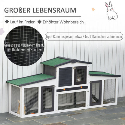 Buitenverblijf Kleine Huisdieren – Dierenren – Knaagdierkooi – Houten Konijnenhok – Caviaverblijf – Wit Groen – Weerbestendig Vurenhout – Twee Ruime Buitenrennen