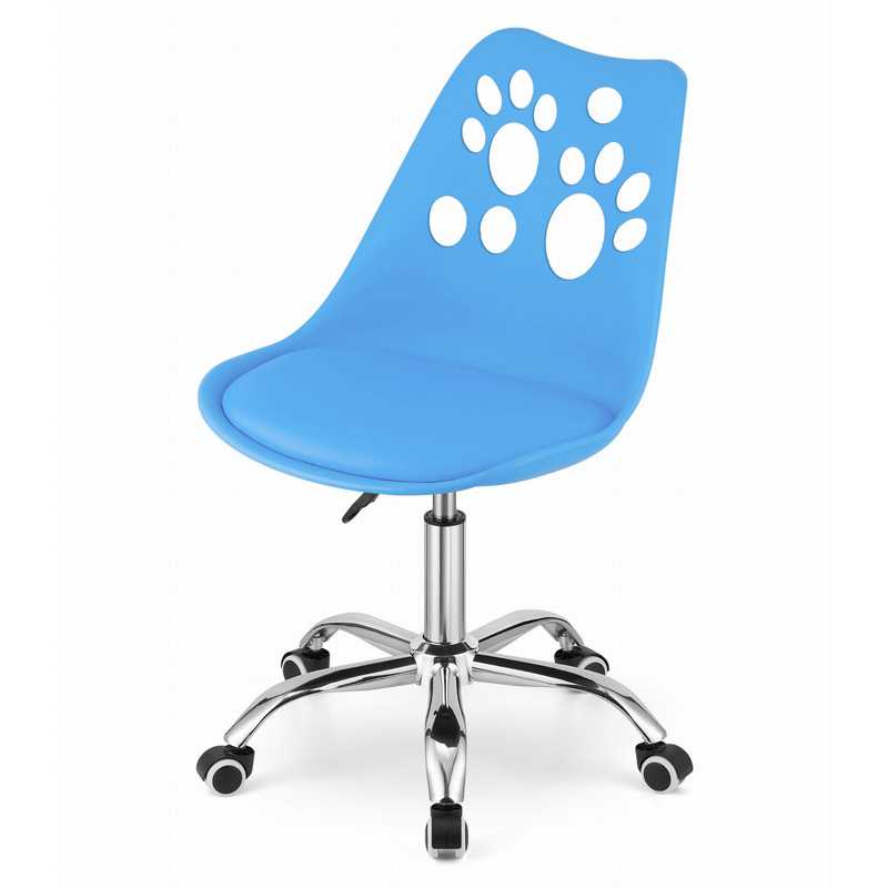 Draaistoel – Bureaustoel – Stoel – Werkstoel – Kinderstoel – 360° Draaibaar – Hoogte Verstelbaar 85-98 cm – Eco-Lederen Zitkussen - Blauw