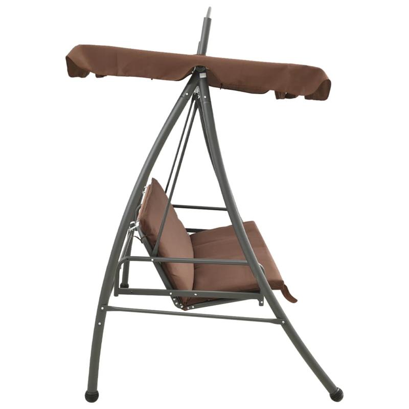 Schommelbank – Schommelstoel – Tuinbank – Loungestoel – Hangbank – Verstelbare Luifel – Robuust Gepoedercoat Staal – Comfortabele Zitkussens – Koffiekleur