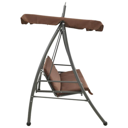 Schommelbank – Schommelstoel – Tuinbank – Loungestoel – Hangbank – Verstelbare Luifel – Robuust Gepoedercoat Staal – Comfortabele Zitkussens – Koffiekleur