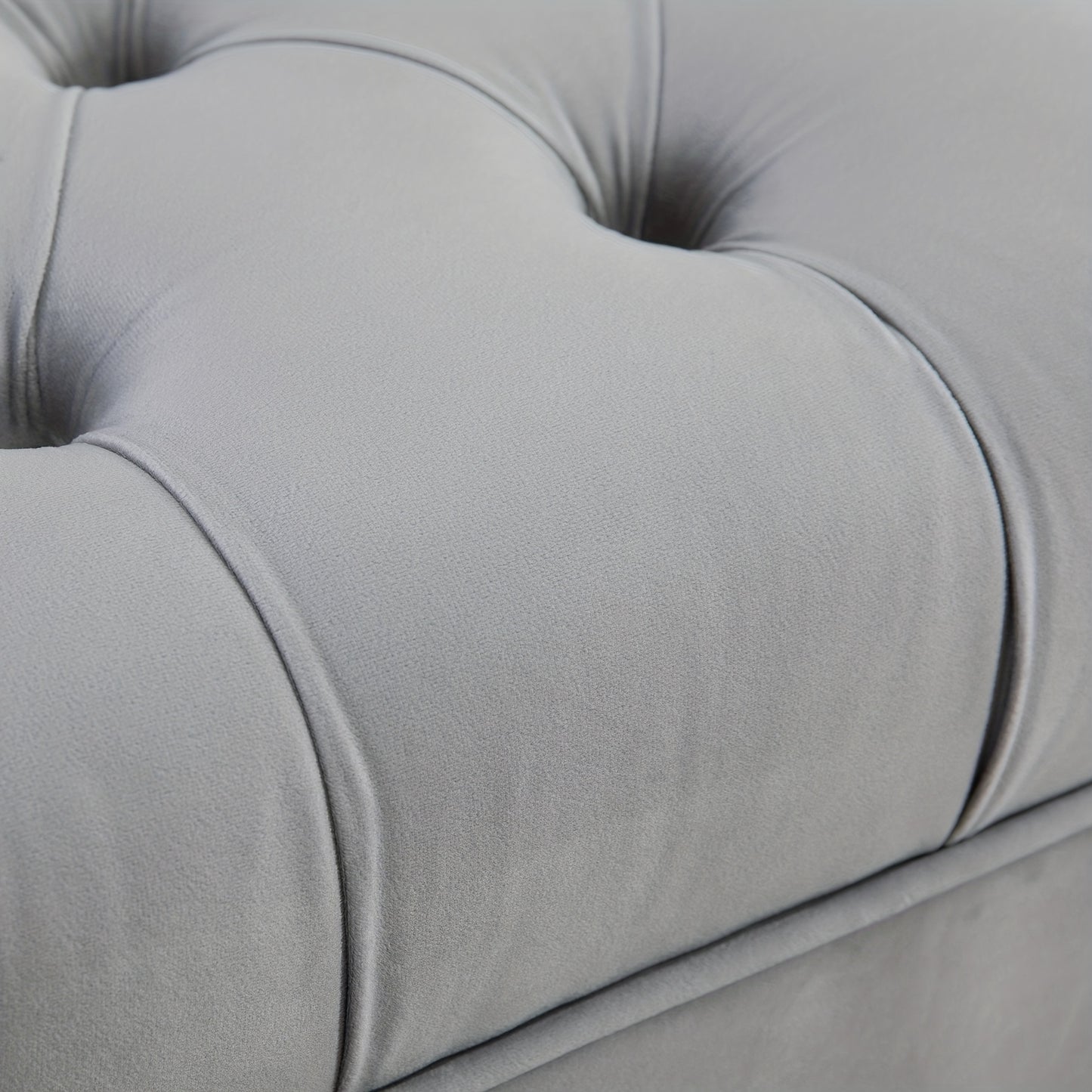 Bankje – Zitbank – Poef – Hocker – Velvet Gestoffeerd – Lichtgrijs – Gouden Metalen Poten – 118x45x42 cm – Zachte Comfortabele Zitting