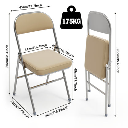 Set of 2 PU Leather Dining Chairs - No Assembly Required, Stackable Office Conference Chairs for Meeting Room, Cafeteria, Reception & Events, Elegant Beige with Golden-Tone Metal Frame, Durable & Stylish Design, Event Seating