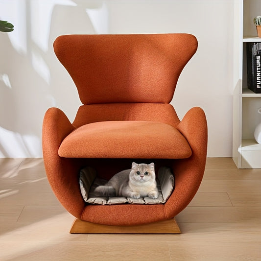 Fauteuil – Relaxfauteuil – Loungefauteuil – Leunstoel – Zithoekstoel – Oranje Kleur – Vast Rugleuning – Zacht Katoenen Zitkussen – Met Opbergruimte – Makkelijk Schoon Te Maken