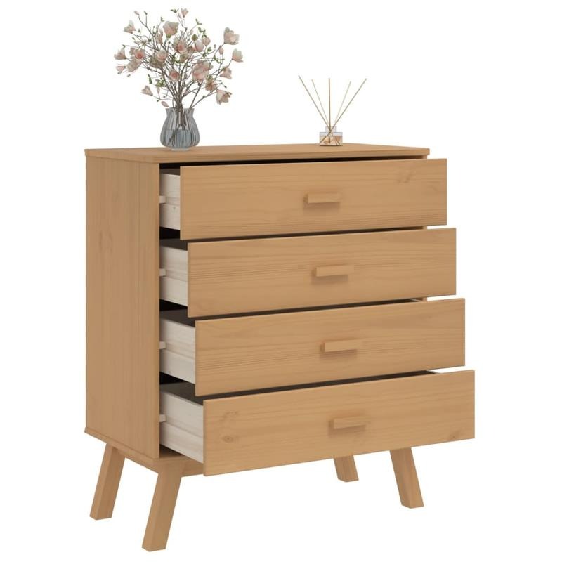 4-Drawer Large Wood Storage Cabinet with Lockable Drawers & Open Shelf - Modern Minimalist Brown Oak-like Heavy-Duty Organizer, Easy Assembly Cabinet for Bedroom, Living Room, Office - Sturdy Wood (Lock, Storage Cabinets