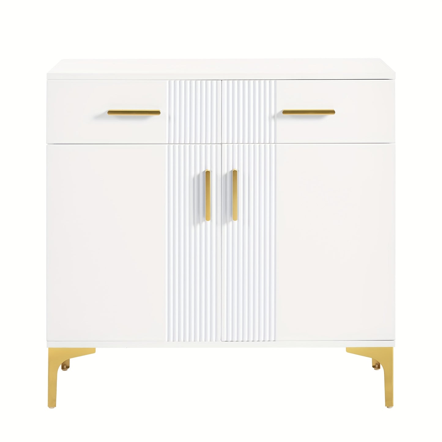 Modern Sideboard with 2 Doors And 2 Drawers - Storage Cabinet with Metal Handles And Metal Feet for Living Room, Hallway Or Dining Room.