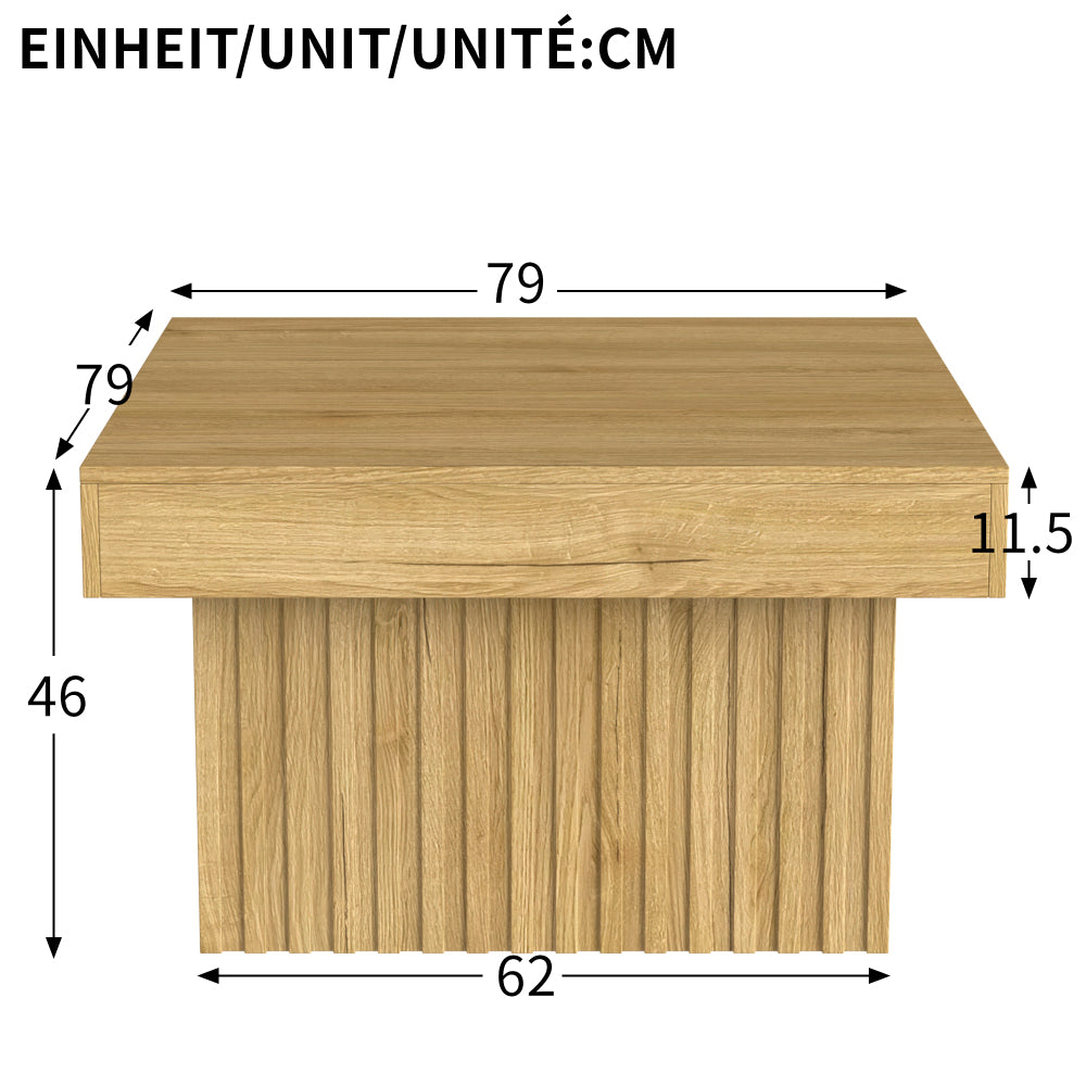 Salontafel – Koffietafel – Tafel – Woonkamertafel – Bijzettafel – Beige / Lichtbruin – Met Onderblad – Stevig Metalen Frame – 79x79x46 cm – Modern Minimalistisch Design