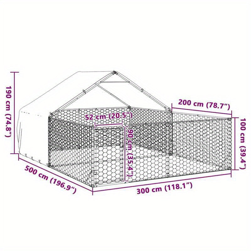 Hondenren – Hondenhok – Ren – Hondenkooi – Hondenbench – Gegalvaniseerd Staal – 5x3x1,9 Meter – Weerbestendig & Stevig