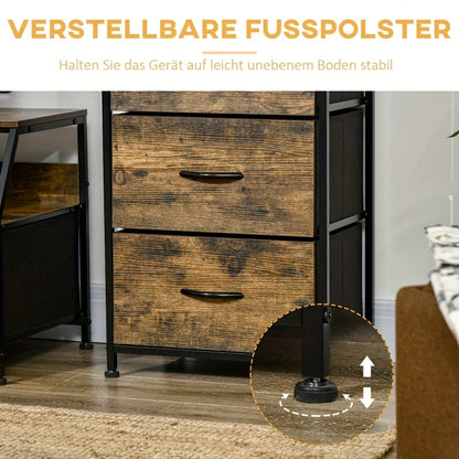 Rustic Brown Steel Frame Chest of Drawers Storage Cabinet with 3 Drawers – Classic Style, Freestanding Design for Bedroom & Living Room Organization, Easy Assembly, 3.2+ Cubic Feet Capacity, Storage Furniture, Classic Aesth