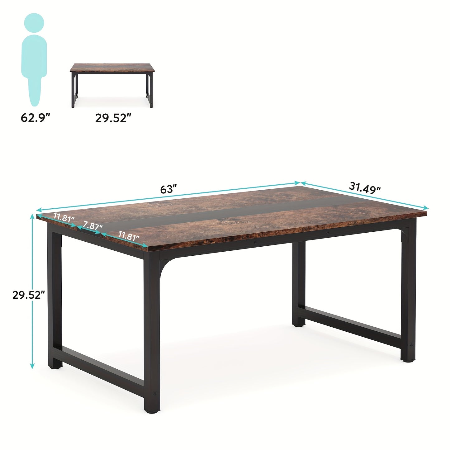 Bureau – Vergadertafel – Werkplek – Computertafel – Schrijftafel – Modern Houten Design – 160x80 cm – Bruin Houtnerf