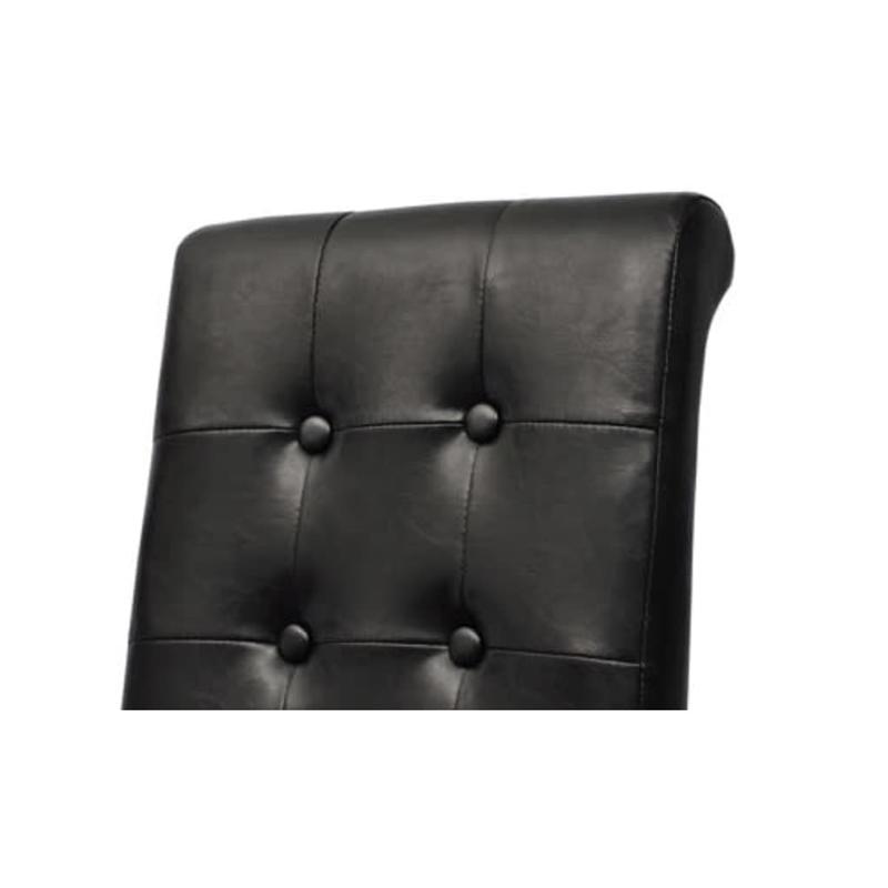 Modern Dining Chair, Lounge Chair, Dining Table Chair, Stylish Design Chair, Soft Fabric, Sturdy Frame, Comfortable Seat, Suitable for Dining Room, Living Room, Bedroom, Office – Set of 2, Black Faux Leather