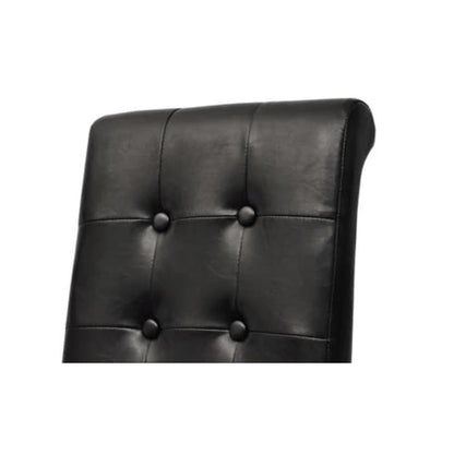 Modern Dining Chair, Lounge Chair, Dining Table Chair, Stylish Design Chair, Soft Fabric, Sturdy Frame, Comfortable Seat, Suitable for Dining Room, Living Room, Bedroom, Office – Set of 2, Black Faux Leather