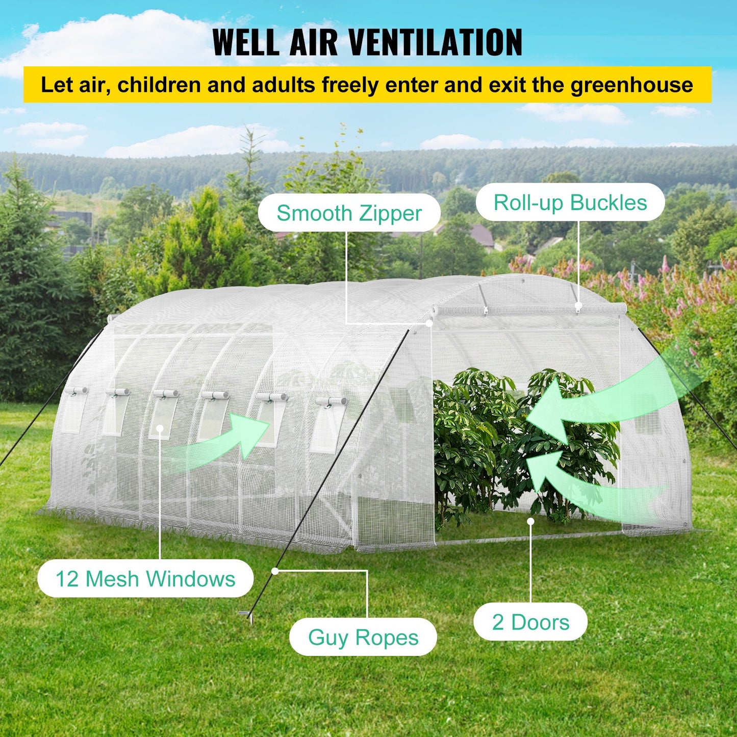 Kweekkas – Tuinkas – Broeikas – Tunnelkas – Kas – Gegalvaniseerd Stalen Frame – Waterdichte PE-Folie – 6x3x2 Meter – Optimale Ventilatie