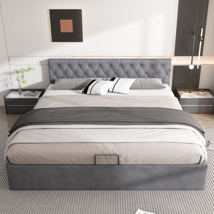Samtpolsterbett – Tweepersoonsbed – Bed – Slaapbed – Boxspring – 180x200 cm – Gestoffeerd Met Hydraulische Opbergruimte