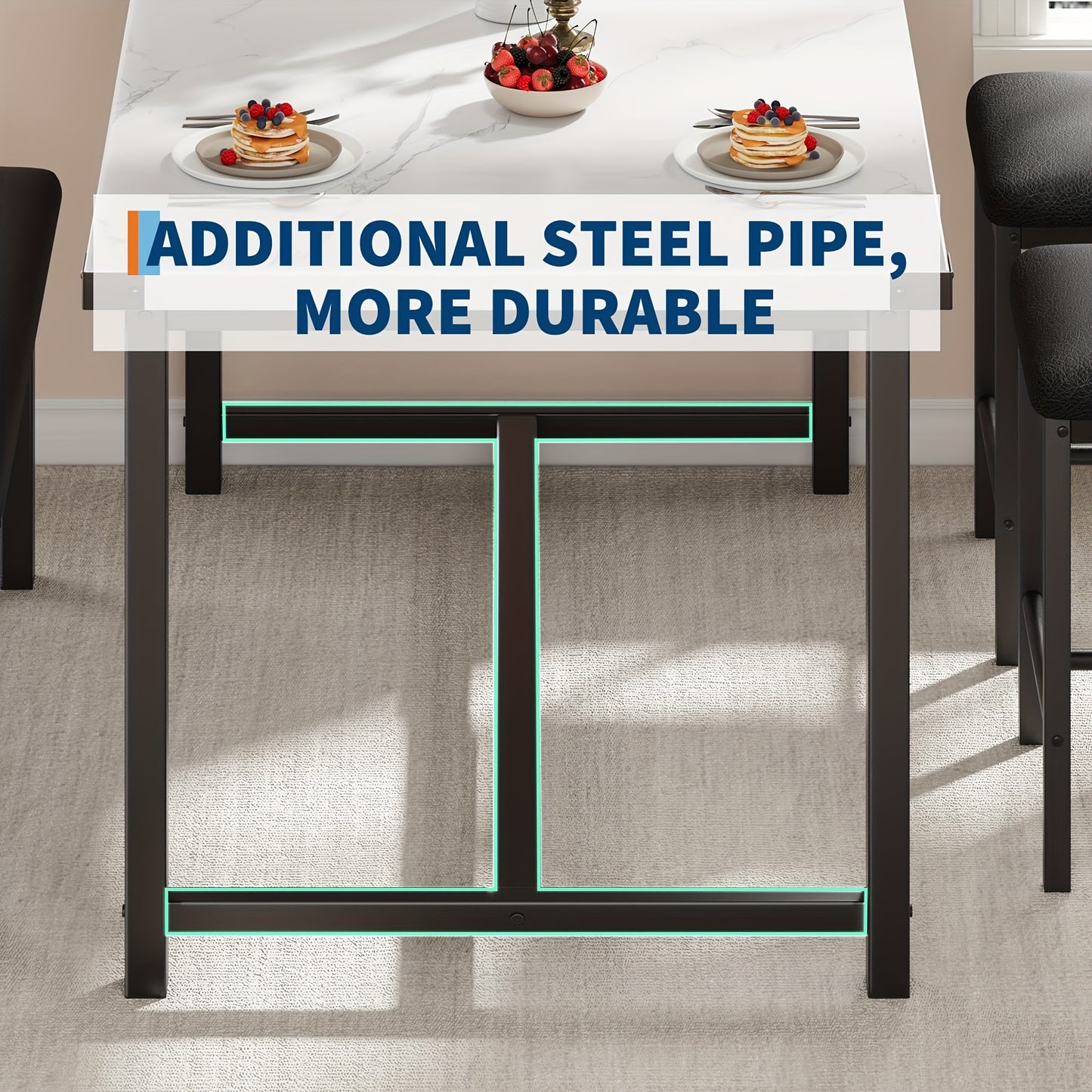 Eettafelset – Eetkamerset – Keukentafelset – Zitgroep – Meubelset – Rechthoekig Houten Tafelblad – 4 Personen Met Bank En Gestoffeerde Stoelen – Wit Marmerlook – Compact Voor Kleine Ruimtes
