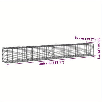 Gabionmand – Schanskorf – Schanskorfmand – Tuinafscheiding – Tuinmuur – Gegalvaniseerd Staal – Met Afsluitbaar Deksel – 400x50x50 cm