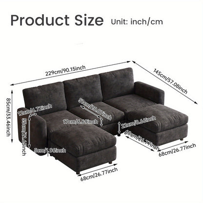 Hoekbank – Bankstel – Loungebank – Modulaire Sofa – U-Vormige Bank – 5-Zits Met Opbergruimte – Verstelbaar Tussen U- En L-Vorm – Stevig Houtvrij Frame