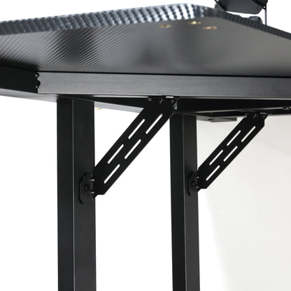 Gaming Bureau – Game Bureau – Gaming Desk – Computerbureau – Bureautafel – Hoekbureau – Zwart Met Rode Accenten – MDF Met Metaal – Koptelefoonhaak En Bekerhouder