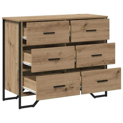 Oak Chest of Drawers - Modern 6-Drawer Heavy-Duty Storage Cabinet with Lockable Doors-Like Drawers, Oak Wood ( Assembly Required), -Standing Organizer for Bedroom, Living Room, Office - Sturdy Modern Furniture, Storage Cabine