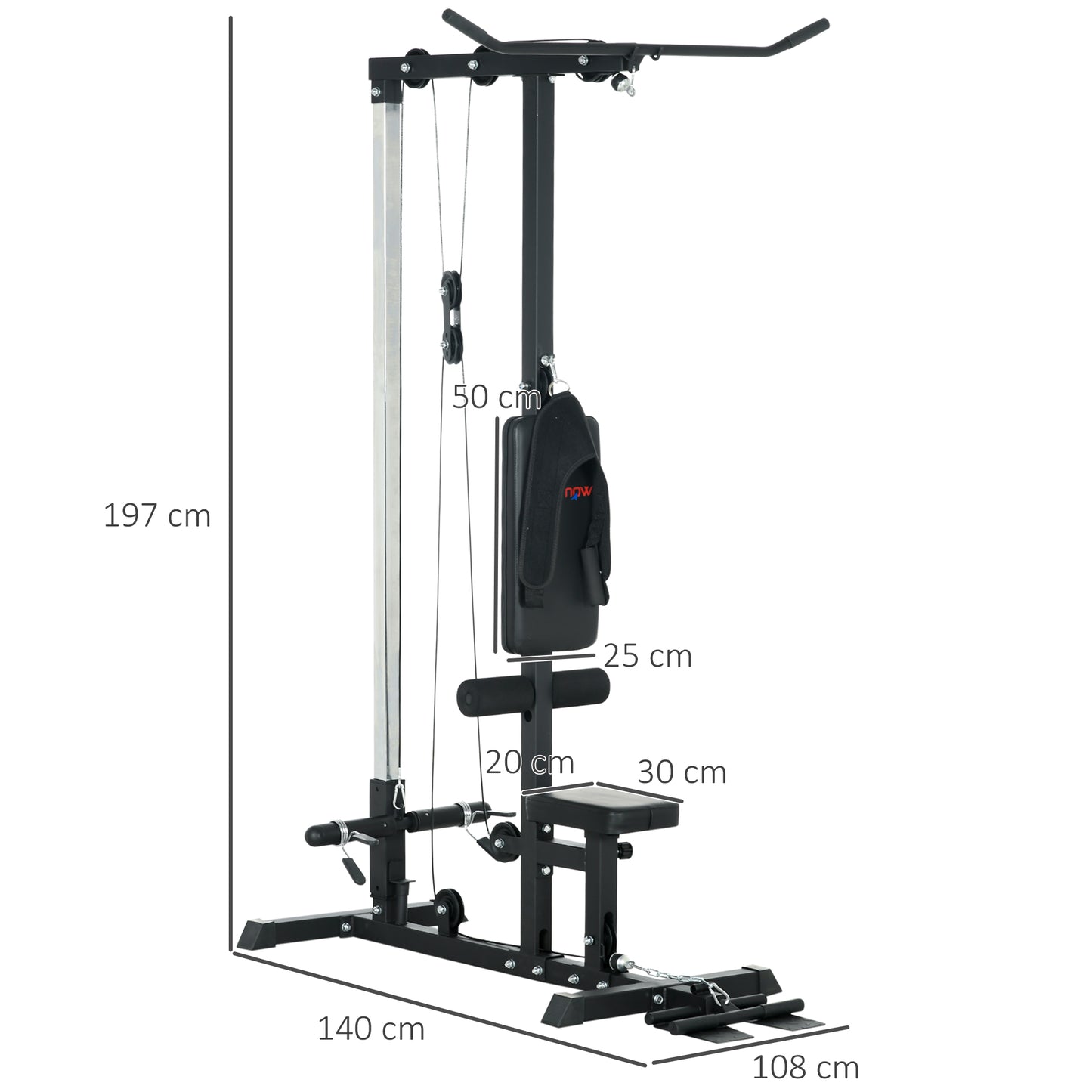 Lat Pulldown Apparaat – Katrol Systeem – Krachtstation – Fitnessstation – Home Gym – Verstelbare Zitting – Stalen Frame – Maximale Belastbaarheid 110 kg