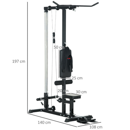 Lat Pulldown Apparaat – Katrol Systeem – Krachtstation – Fitnessstation – Home Gym – Verstelbare Zitting – Stalen Frame – Maximale Belastbaarheid 110 kg