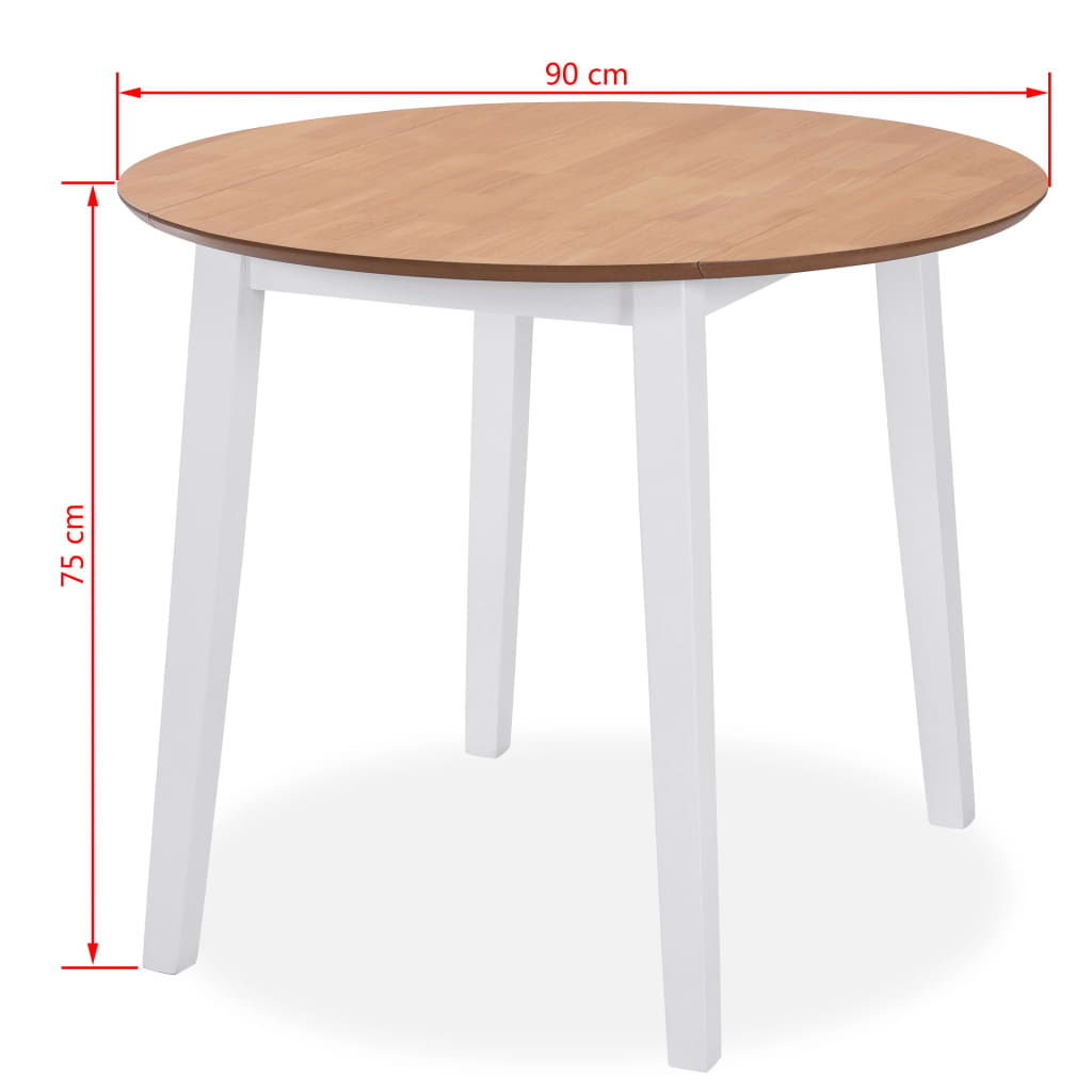 Tuinset – Eettafelset – Diningset – Bistroset – Set van 4 – Zitgroep – MDF Tafelblad – Inklapbare Zijpanelen – Wit/Bruin