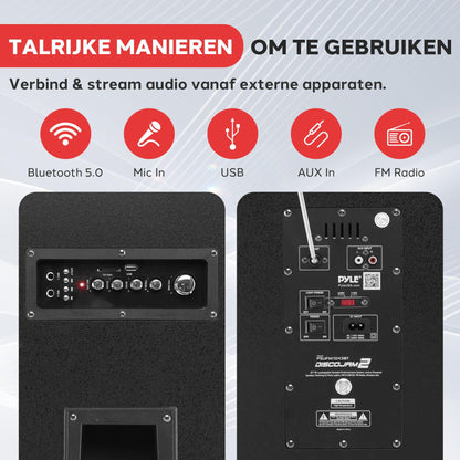 Bluetooth Speaker – Draagbare Speaker – Party Speaker – Bluetooth Speaker Met Wielen – Karaoke Speaker – 2000W Krachtig Geluid – Microfooninput & Disco Verlichting