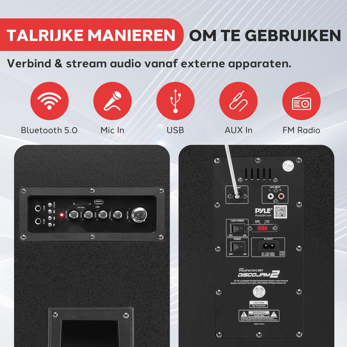 Bluetooth Speaker – Draagbare Speaker – Mobiele Speaker – Feest Speaker – Outdoor Speaker – 2000W Vermogen – Microfoonaansluiting en Partyverlichting