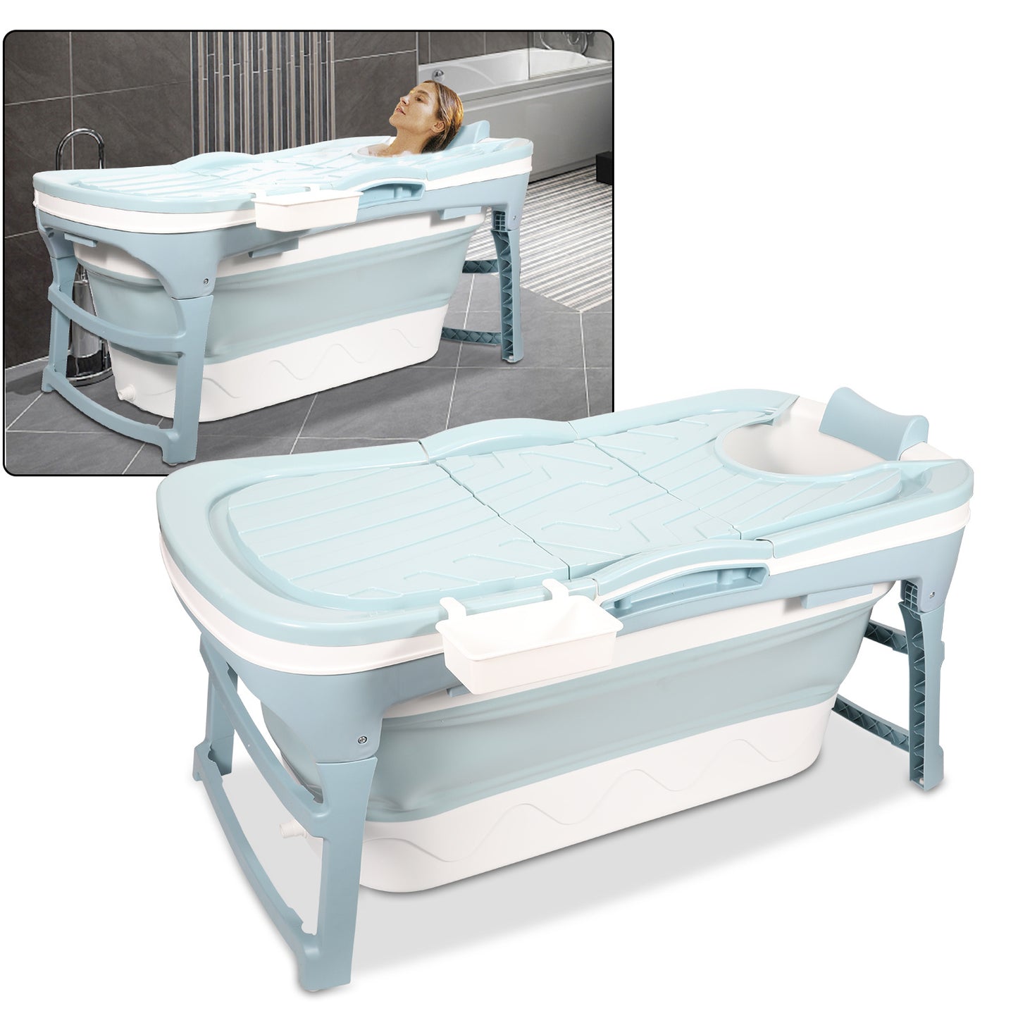 Opvouwbaar bad – Opvouwbare badkuip – Zitbad – Ligbad – Mobiel bad – 149 cm – Compact en ruimtebesparend design – Duurzaam PP en TPE materiaal