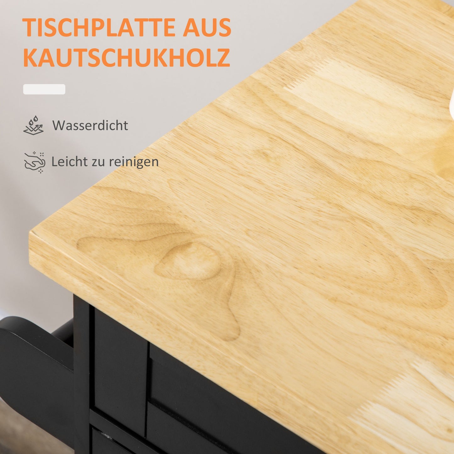 Keukentrolley – Keukenwagen – Serveerwagen – Keukenkar – Werktafel – Zwart – Kruidenrek en Handdoekhouder – 109 x 40 x 89 cm Compact en Stijlvol