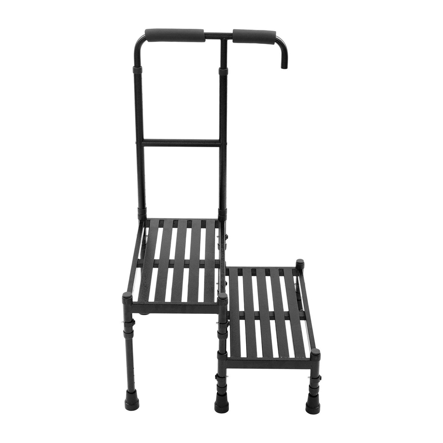 Heavy-Duty Step Stool with Handle & Adjustable Handrail - 2-Step Stairs Suitable for, Seniors,, - Sturdy Metal Stepping Stool with Wide Steps & Rubber Feet for Bed, Car, /Outdoor Use - Portable Ramp Stool