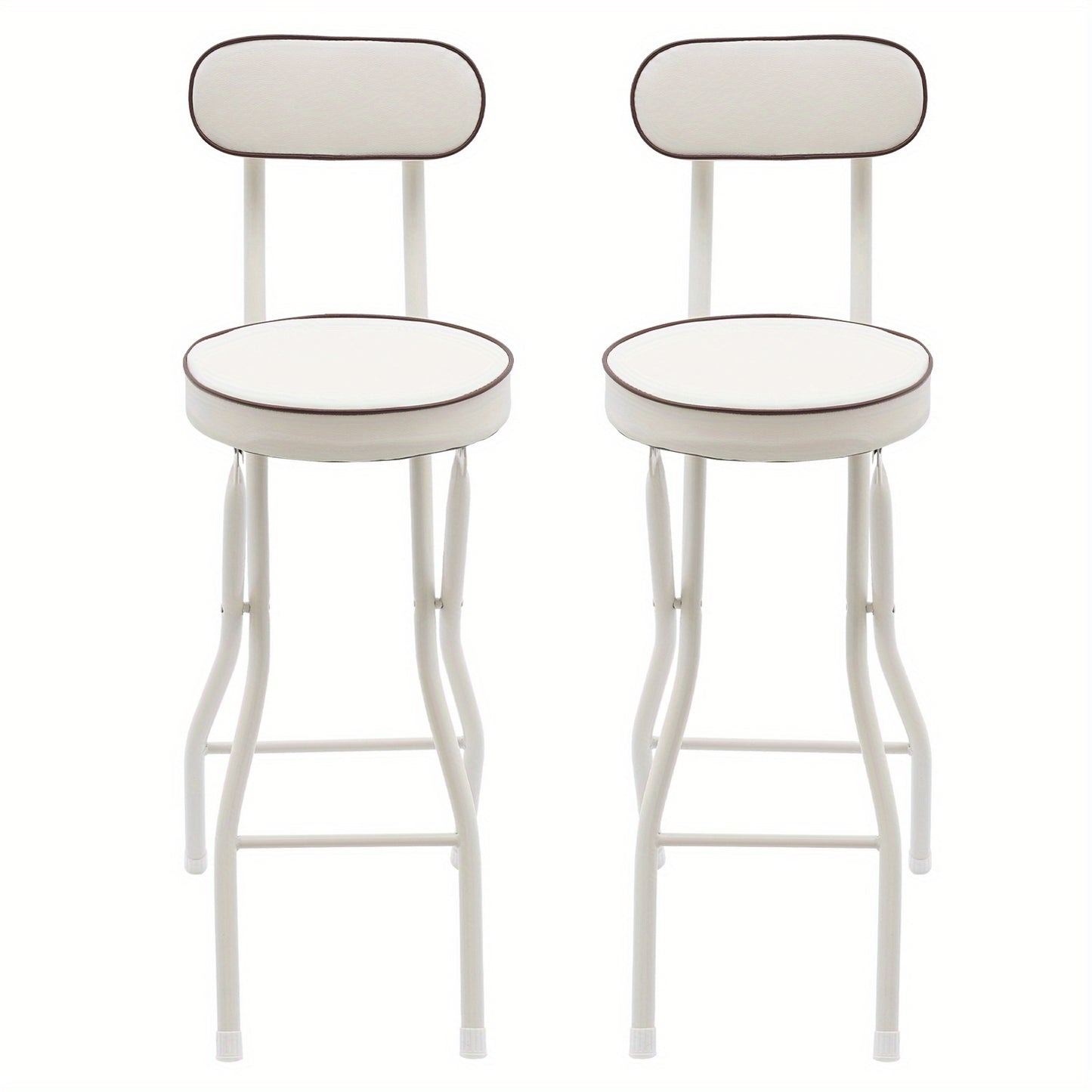Barstoel – Barkruk – Keukenkruk – Opvouwbare Stoel – Zitkruk – Set Van 2 – Wit – Cushioned Zitting – Stalen Frame