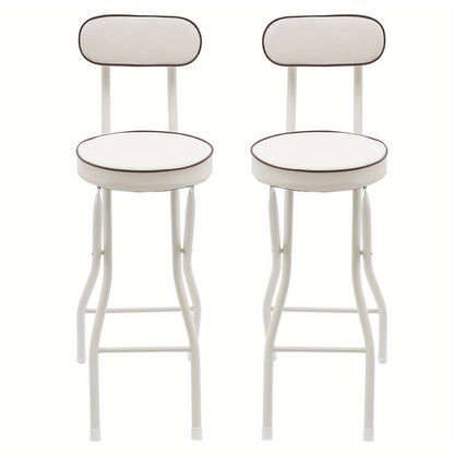 Barstoel – Barkruk – Keukenkruk – Opvouwbare Stoel – Zitkruk – Set Van 2 – Wit – Cushioned Zitting – Stalen Frame