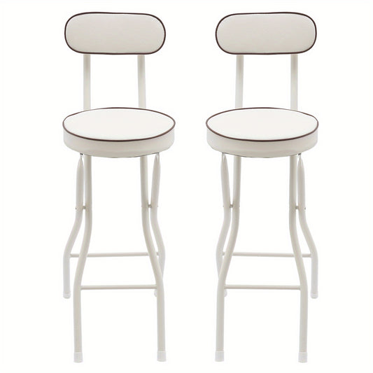 Barstoel – Barkruk – Keukenkruk – Opvouwbare Stoel – Zitkruk – Set Van 2 – Wit – Cushioned Zitting – Stalen Frame