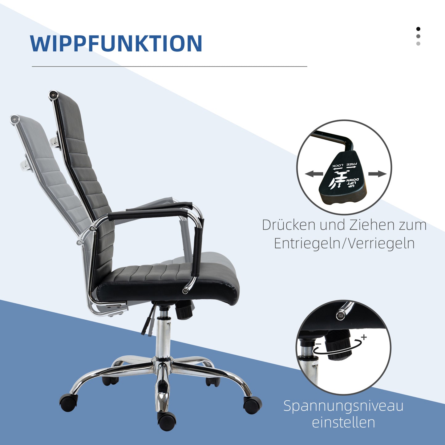 Bureaustoel – Office Chair – Kantoorstoel – Draaistoel – Ergonomische Stoel – Verstelbare Zithoogte – PU Kunstleer Met Foam Vulling