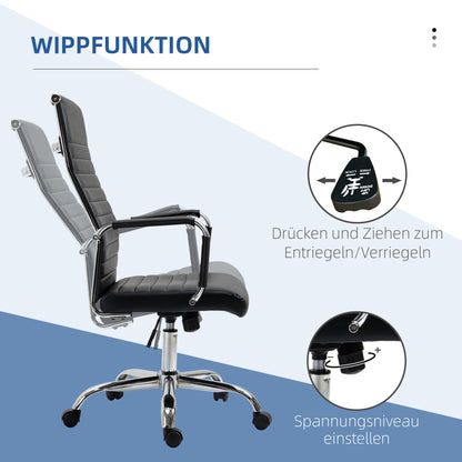 Bureaustoel – Office Chair – Kantoorstoel – Draaistoel – Ergonomische Stoel – Verstelbare Zithoogte – PU Kunstleer Met Foam Vulling
