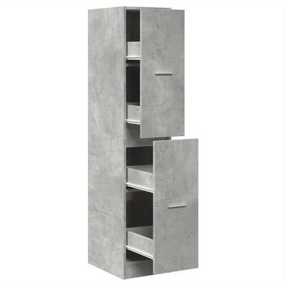 Opbergkast – Ladenkast – Georganiseerd Meubel – Opbergmeubel – Kast Cementgrijs – 4 Lades – Gefabriceerd Hout – Compact 30x41x144 cm